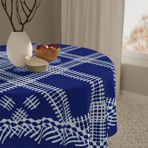 Blue White Tablecloth | wedding table cloth | Rectangle Square or Round Fit gift - Picture 8 of 10